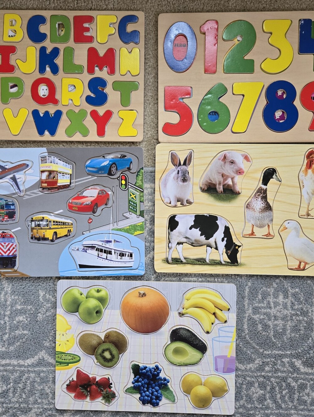 Wooden Alphabet, Numbers & Puzzle Set - Colorful Educational Toys for Kids